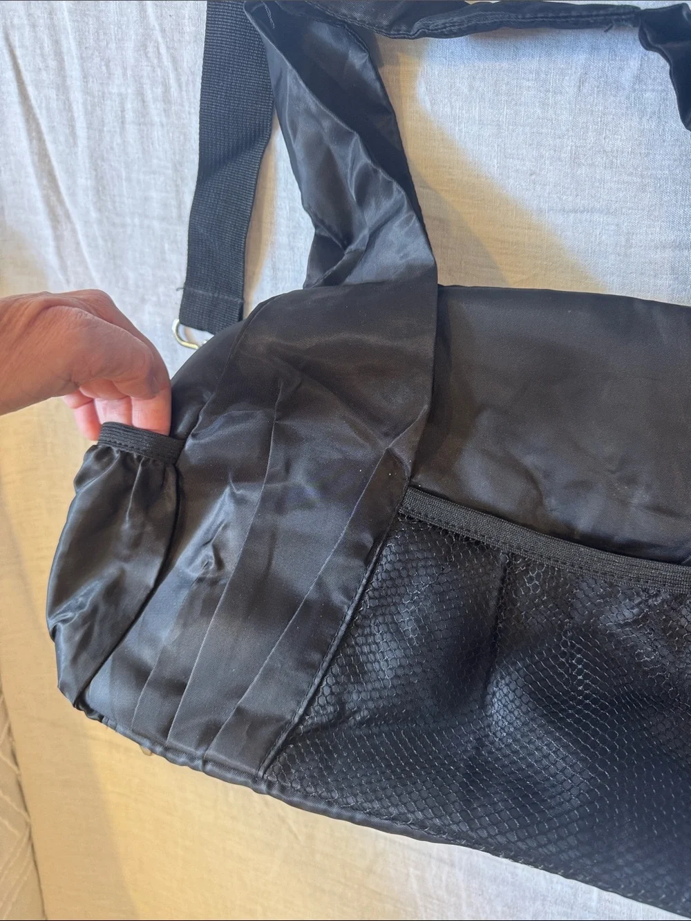 Black Nylon Tote Shoulder Bag Adjustable Crossbody Strap Utility Y2K